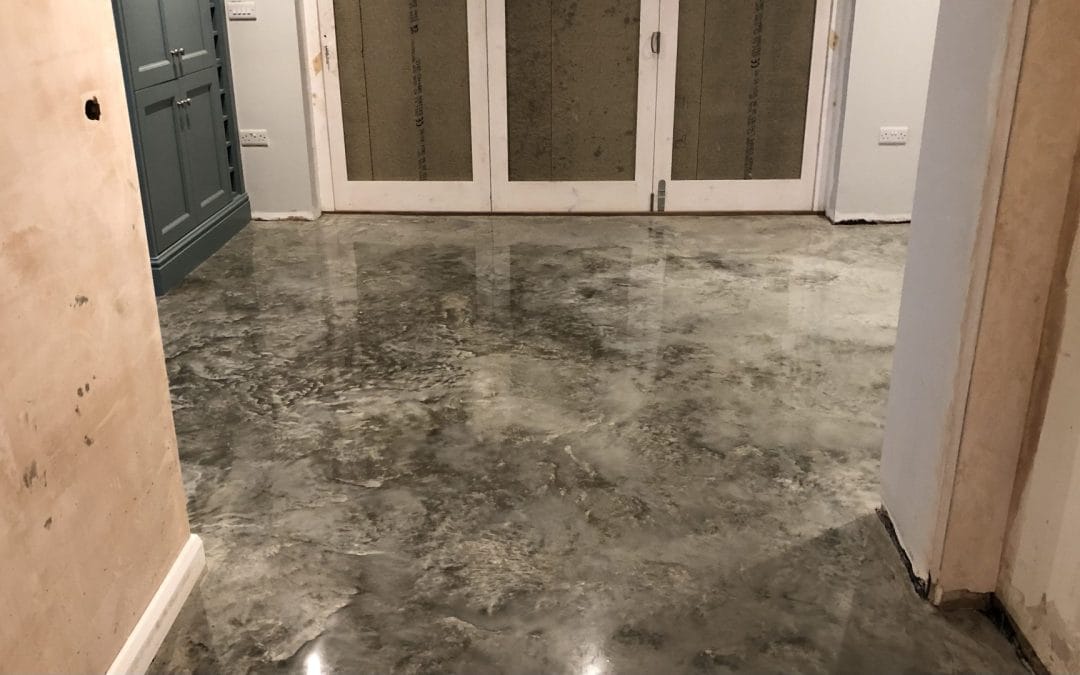 Polished concrete floor with a smooth finish