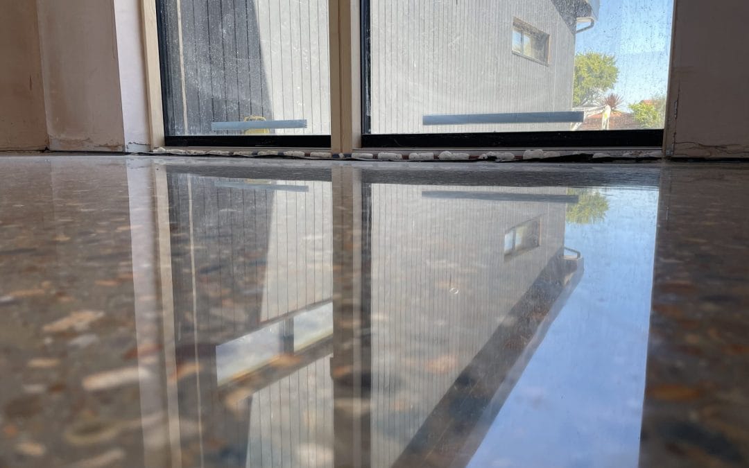 High-quality polished concrete floor with a smooth surface